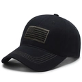 Klassische schwarze Baumwoll-Baseballkappe mit olivgrüner US-Flaggen-Stickerei - Verstellbar / Schwarz