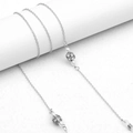 Catenina per occhiali argento con perle bianche e sfere decorate con cristalli lucidi - Lanterna Cava Argento