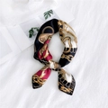 Elegant silk scarf with gold chain print in black, white and burgundy colors - Key Chain Black / One Size