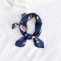 Dark blue printed silk scarf with poker hearts pattern and smooth satin finish - Poker Pattern Navy Blue / One Size