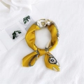 Elegant yellow vintage silk square scarf with baroque patterns and fine stitching - Square Chain Yellow / One Size