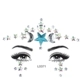 Face gem stickers set L0371 with blue star and moon rhinestones for festival makeup - L0371 Blue Silver Star Moon
