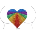 Rainbow heart sequin body stickers with glitter finish for women style L0387 - L0387 Rainbow Glitter Heart