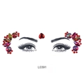 Red acrylic face jewels with heart and round crystals for eye makeup, model L0391 - L0391 Red Geometric Gem