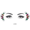 Face jewel stickers L0395 with red, green and iridescent rhinestones for festive eye makeup - L0395 Red Green Iridescent