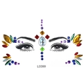 Close-up of colorful rhinestone face gems in drop and diamond shapes, model L0399 - L0399 Multi-color Full Set