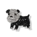 French Bulldog brooch featuring black and white sparkling rhinestones in alloy setting - Pug