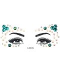 Green and iridescent acrylic face gems for Halloween makeup decoration, model L0435 - L0435 Green Hexagon Iridescent Round Gems