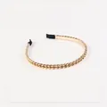 Close-up of golden chain headband with black fabric tips and high-polish finish - 2# Gold Large Alloy Chain Headband