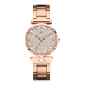 Detail of rose gold women's watch with radial pattern dial and steel strap - Gray
