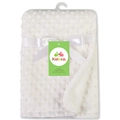 Morbida coperta neonato minky bianca a doppio strato con texture a bolle 3D e nastro - 102*76cm / Bianco