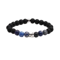 Detail of matte black beads and blue imperial stone with Sagittarius zodiac charm - Sagittarius