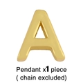 Pendentif lettre A initiale dorée polie, bijou minimaliste en métal sur fond blanc - Pendentif Lettre A