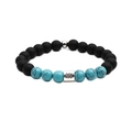 Aquarius beaded bracelet with matte black stones and marble blue turquoise accents - Aquarius