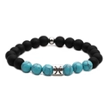 Pisces zodiac bracelet with 8mm matte black beads and blue turquoise stones - Pisces