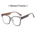 Montatura occhiali cat-eye marrone tè con elegante design a doppio strato traforato superiore - Montatura Tè