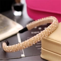 Elegant champagne gold crystal beaded headband with luxury four-row layered design - Khaki