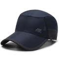 Dark blue breathable quick-dry sports baseball cap with mesh panels and SPORT logo - Adjustable / Navy Blue