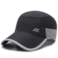 Deep black sport baseball cap with grey side mesh panels and breathable fabric - Adjustable / Dark Gray