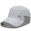 White quick-dry baseball cap with gray side mesh and SPORT logo for outdoor sports - Adjustable / White