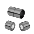 Close-up of gunmetal grey magnetic cylinder clasp for DIY bracelet and jewelry making - 8mm / Black