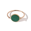 Ins style rose gold bracelet with natural green malachite stone inlay in round design - Rose Gold + Green