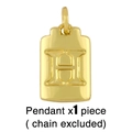Gedetailleerde close-up van een gouden rechthoekige hanger met letter H ontwerp - H (Zonder ketting)