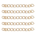 Detail view of five golden adjustable extension chains for DIY jewelry making and repair - 5cm / KC Gold