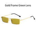 Vintage gouden metalen rechthoekige zonnebril met groene glazen voor dames - Gouden Frame Grasgroene Lens