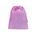 Pink non-woven drawstring storage bag with visible white stitching and textured finish - 20*28cm / Pink