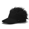 Zwarte zonneklep pet met zwart stekelig pruikhaar voor trendy outdoor styling en streetwear - Volwassene Zwart Zwart Pruik