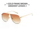 Vintage oversized gold metal sunglasses with brown gradient lenses for women - Gold Frame Gradient Tea Lens