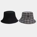 Dettagli della toppa con simbolo nero e motivo scozzese su cappelli da pescatore - M (56-58cm) / Nero