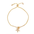 Bracciale a stella marina dorata regolabile con cristalli di zircone e chiusura a scorrimento - Stile C-Ciondolo Stella Marina Dorato