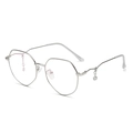 Montura de gafas poligonales plateadas con colgante de estrella y lentes anti-luz azul - Marco Plateado