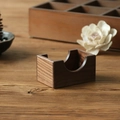 Rectangle black walnut wood business card holder with semi-circular slot for desk display - Black Walnut Varnish Single Coaster Box/Holder