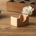 Japanese style black walnut wooden coaster holder in natural finish on table - Beech Wood Varnish Single Coaster Box/Holder