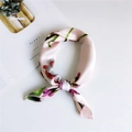Pink floral silk scarf with elegant flower print in a soft knotted ring style - Floral Pattern Pink / One Size