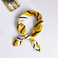 Elegant yellow and black striped silk-like square scarf tied in a stylish bow knot - Segmented Stripe Yellow / One Size