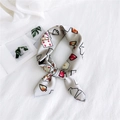 Light gray silk twilly scarf with fashion playing card print for versatile neck styling - Poker Pattern Grey / One Size
