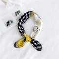 Versatile scarf with yellow, black, and white houndstooth pattern and geometric circles - Houndstooth Double Circle Yellow / One Size