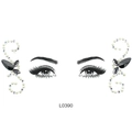 L0390 Elegant black marquise gem and white pearl S-shaped face sticker for eye makeup - L0390 Black Pearl Vine