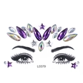 Purple and iridescent face jewel stickers with rhinestones for festival makeup, model L0379 - L0379 Purple Iridescent Drop