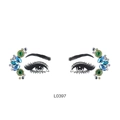 Self-adhesive blue and green rhinestone eye jewels face stickers style L0397 - L0397 Blue Green Silver