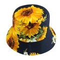 Cappello da pescatore reversibile con girasole 3D blu navy per protezione solare estiva - 58cm / Girasole Blu Navy
