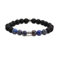 Pisces zodiac stretch bracelet with matte black onyx and blue imperial stone beads - Pisces