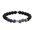 Aquarius zodiac beaded bracelet with matte black beads and emperor stone accents - Aquarius