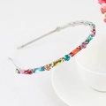 Baroque style metal headband featuring colorful rhinestones and imitation gemstones - Style 12-Silver