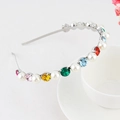 Baroque style silver headband featuring colorful rhinestones and white pearls design - Style 13-Silver