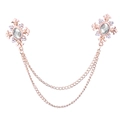 Roségouden kraagketting met strassteentjes en dubbele geometrische bloembroches - Goud / Witte Zirkonia